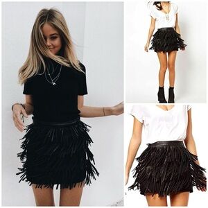 ZARA ~  Leather Fringe Mini Skirt